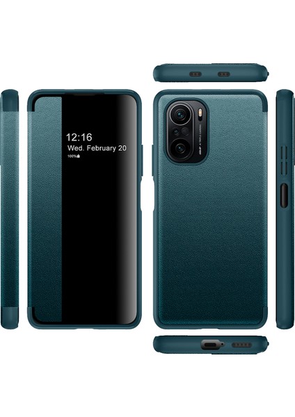 Xiaomi Poco F3 Için Klasik Business Görünüm Penceresi Flip Deri Telefon Kılıfı - Siyah (Yurt Dışından)