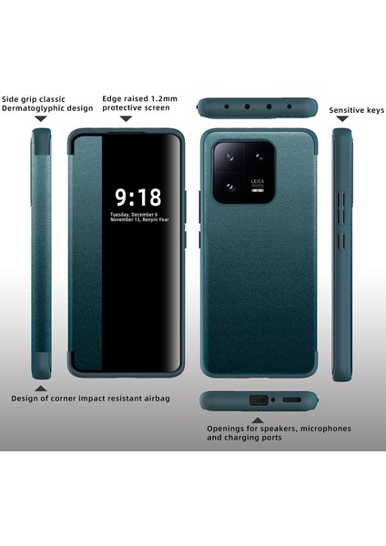 Xiaomi 13 Pro Için Klasik Business Görünüm Penceresi Flip Deri Telefon Kılıfı - Mor (Yurt Dışından)