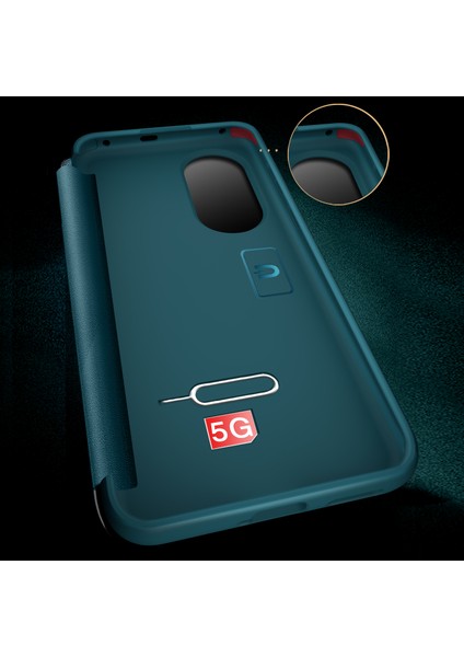 Huawei P50 Için Ince Işletme Smart View Pu Deri Telefon Kılıfı - Siyah (Yurt Dışından)