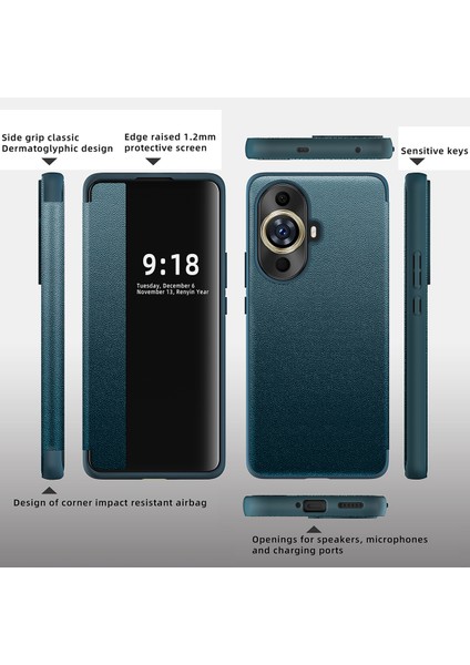 Huawei Nova 11 Pro Için Klasik Business Görünüm Penceresi Flip Deri Telefon Kılıfı - Mor (Yurt Dışından)