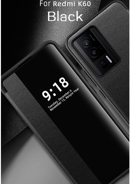 Xiaomi Redmi K60 Için Klasik Business Görünüm Penceresi Flip Deri Telefon Kılıfı - Siyah (Yurt Dışından) fiyatları