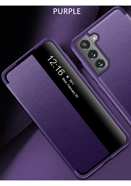 Samsung Galaxy S21 Fe 5g Için Klasik Business Görünüm Penceresi Flip Deri Telefon Kılıfı - Mor (Yurt Dışından) indirimleri