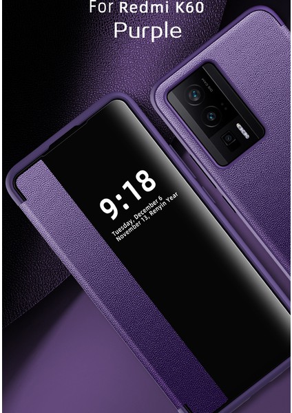 Xiaomi Redmi K60 Için Klasik Business Görünüm Penceresi Flip Deri Telefon Kılıfı - Mor (Yurt Dışından) indirimleri