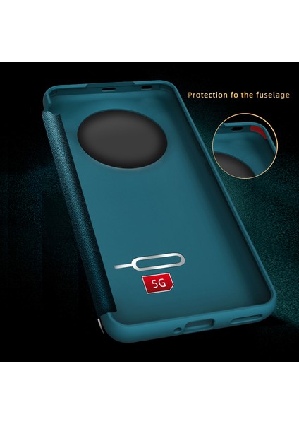 Honor Magic 5 Pro Için Klasik Business Görünüm Penceresi Flip Deri Telefon Kılıfı - Yeşil (Yurt Dışından) fırsatları