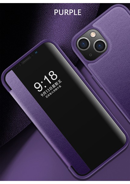 iPhone 13 Mini Için Klasik Business Görünüm Penceresi Flip Deri Telefon Kılıfı - Mor (Yurt Dışından) indirimleri