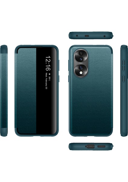 Honor 70 Için Klasik Business Görünüm Penceresi Flip Deri Telefon Kılıfı - Mor (Yurt Dışından)
