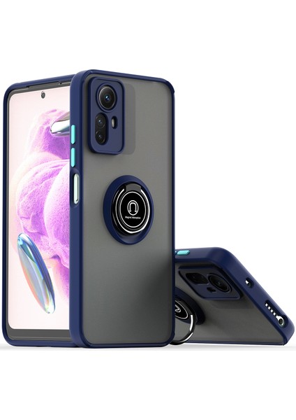 Xiaomi Redmi Note 12S Için Yüzük Stand Mat Sert Silikon Telefon Kılıfı - Mavi (Yurt Dışından)