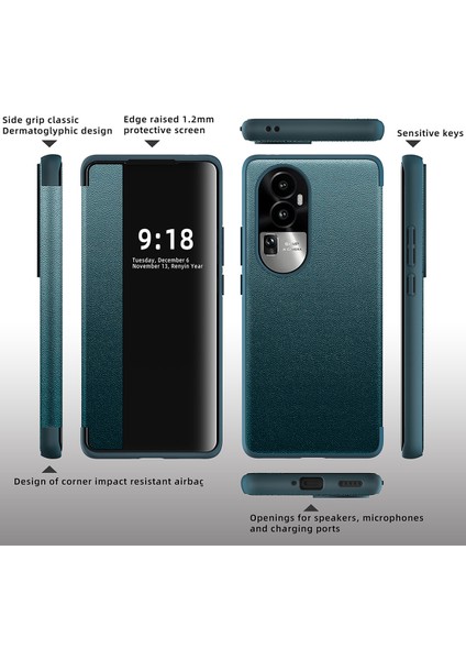 Oppo RENO10 Için Klasik Business Görünüm Penceresi Flip Deri Telefon Kılıfı - Mor (Yurt Dışından) fiyatları