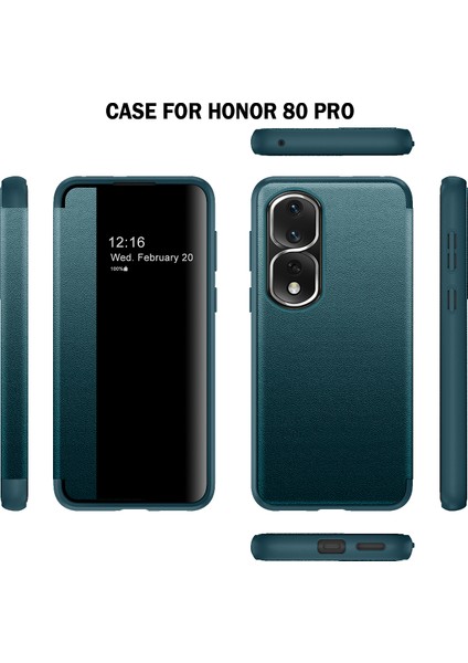 Honor 80 Pro Için Klasik Business Görünüm Penceresi Flip Deri Telefon Kılıfı - Turuncu (Yurt Dışından)