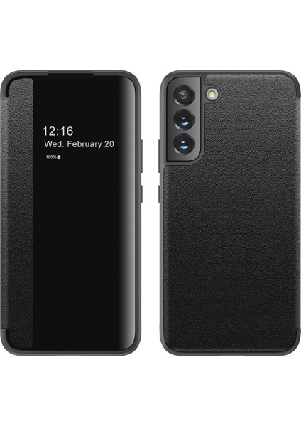 Samsung Galaxy S22 Plus 5g Için Klasik Business Görünüm Penceresi Flip Deri Telefon Kılıfı - Siyah (Yurt Dışından)