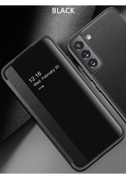 Samsung Galaxy S22 Plus 5g Için Klasik Business Görünüm Penceresi Flip Deri Telefon Kılıfı - Siyah (Yurt Dışından)