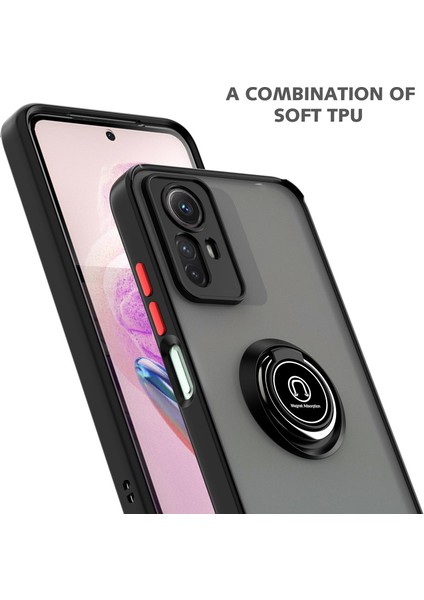 Xiaomi Redmi Note 12S Için Yüzük Stand Mat Sert Silikon Telefon Kılıfı - Siyah - Kırmızı (Yurt Dışından) indirimleri