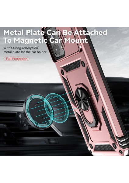 Motorola Moto G 5g 2023 Için Halka Ayaklı ve Kayar Kamera Kapaklı Telefon Kılıf - Rose Gold (Yurt Dışından) modelleri