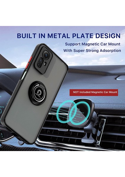 Xiaomi Redmi Note 12S Için Yüzük Stand Mat Sert Silikon Telefon Kılıfı - Siyah (Yurt Dışından) fırsatları