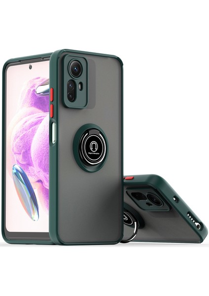 Xiaomi Redmi Note 12S Için Yüzük Stand Mat Sert Silikon Telefon Kılıfı - Dark Yeşil (Yurt Dışından)