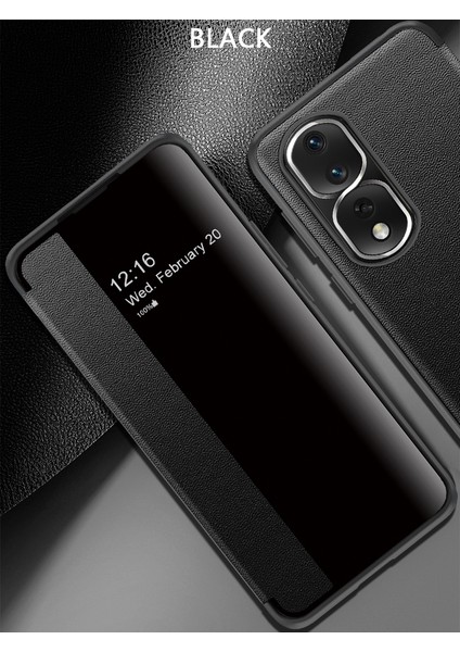 Honor 80 Pro Için Klasik Business Görünüm Penceresi Flip Deri Telefon Kılıfı - Siyah (Yurt Dışından)