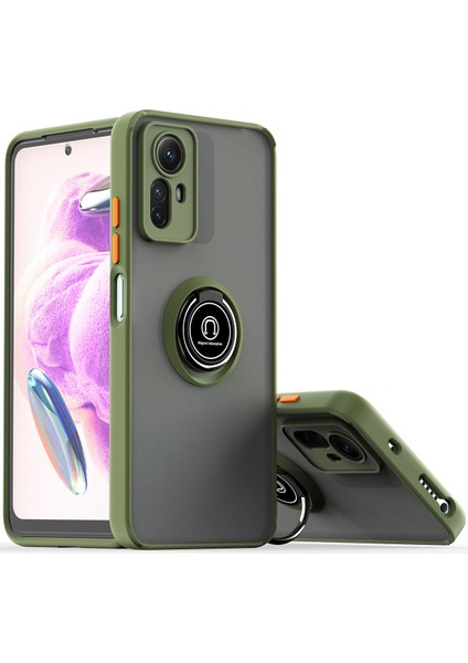 Xiaomi Redmi Note 12S Için Yüzük Stand Mat Sert Silikon Telefon Kılıfı - Yeşil (Yurt Dışından)