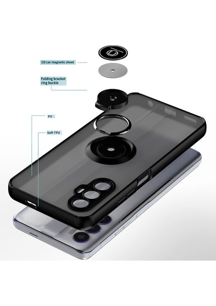 Tecno Pova 3 Için Yüzük Stand Mat Sert Silikon Telefon Kılıfı - Kırmızı (Yurt Dışından) fiyatları