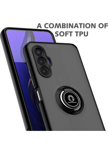 Tecno Pova 3 Için Yüzük Stand Mat Sert Silikon Telefon Kılıfı - Kırmızı (Yurt Dışından) indirimleri