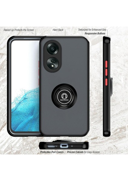 Oppo A58 4g Için Yüzük Stand Mat Sert Silikon Telefon Kılıfı - Mavi (Yurt Dışından) fiyatları