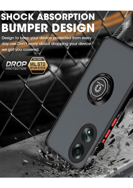 Oppo A58 4g Için Yüzük Stand Mat Sert Silikon Telefon Kılıfı - Mavi (Yurt Dışından) indirimleri