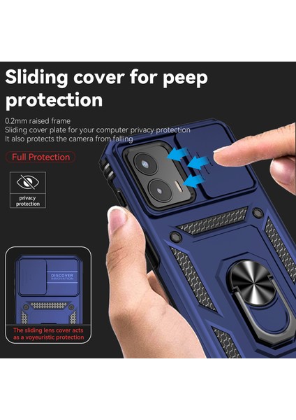 Motorola Moto G 5g 2023 Için Halka Ayaklı ve Kayar Kamera Kapaklı Telefon Kılıf - Mavi (Yurt Dışından) fiyatları