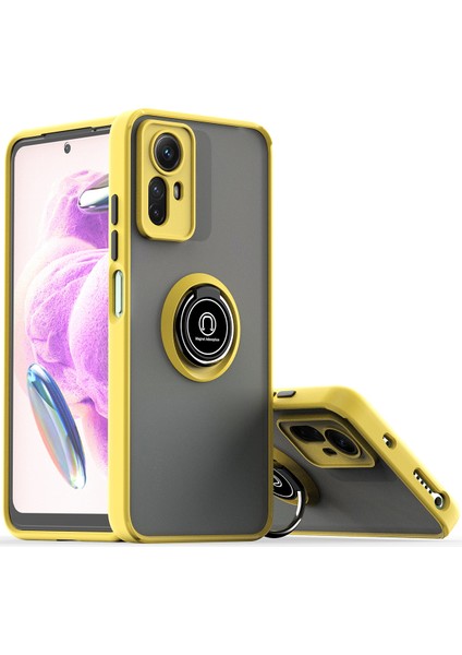 Xiaomi Redmi Note 12S Için Yüzük Stand Mat Sert Silikon Telefon Kılıfı - Sarı (Yurt Dışından)