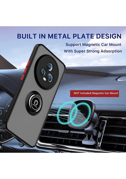 Honor Magic5 Pro Için Yüzük Stand Mat Sert Silikon Telefon Kılıfı - Dark Yeşil (Yurt Dışından) modelleri