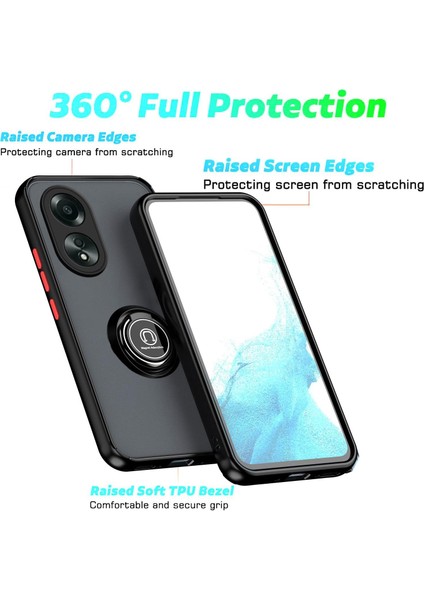 Oppo A58 4g Için Yüzük Stand Mat Sert Silikon Telefon Kılıfı - Siyah - Kırmızı (Yurt Dışından) modelleri