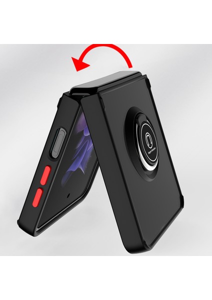 Samsung Galaxy Z Flip 5 Için Yüzük Stand Mat Sert Silikon Telefon Kılıfı - Gök Mavisi (Yurt Dışından) modelleri