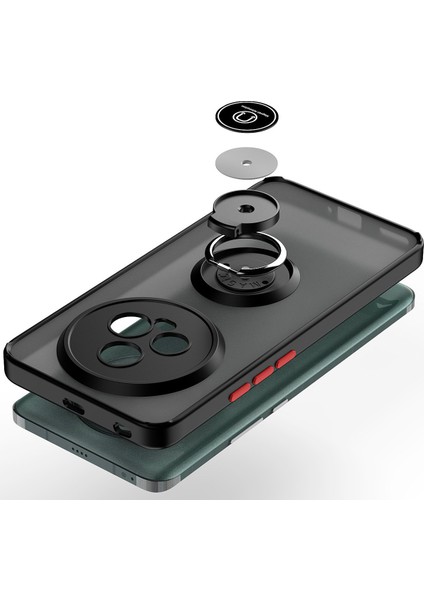 Honor Magic5 Pro Için Yüzük Stand Mat Sert Silikon Telefon Kılıfı - Yeşil (Yurt Dışından)