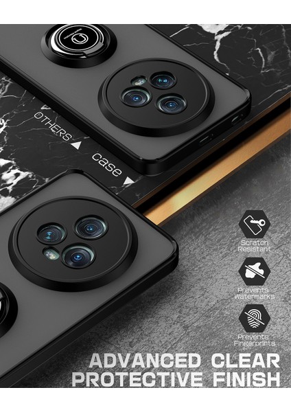 Honor Magic5 Pro Için Yüzük Stand Mat Sert Silikon Telefon Kılıfı - Yeşil (Yurt Dışından)
