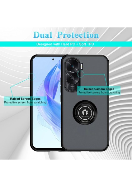 Honor 90 Lite 5g Için Yüzük Stand Mat Sert Silikon Telefon Kılıfı - Dark Yeşil (Yurt Dışından) fiyatları