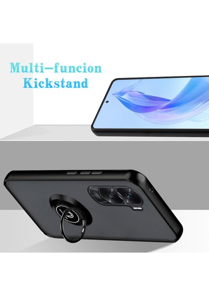 Honor 90 Lite 5g Için Yüzük Stand Mat Sert Silikon Telefon Kılıfı - Dark Yeşil (Yurt Dışından) modelleri