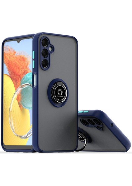 Samsung Galaxy M54 Için Yüzük Stand Mat Sert Silikon Telefon Kılıfı - Mavi (Yurt Dışından)