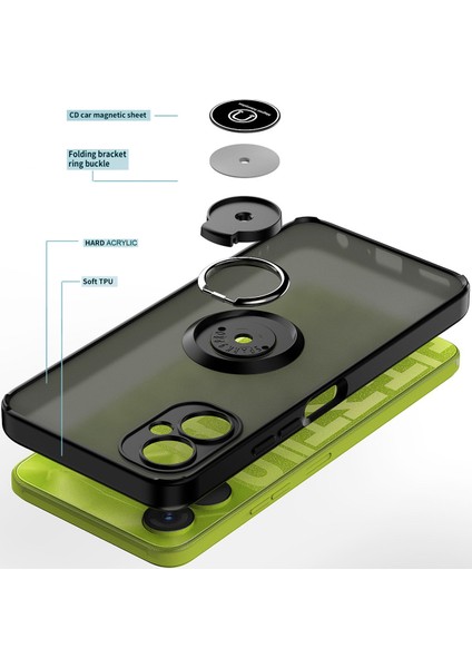 Tecno Spark 9 Pro Için Yüzük Stand Mat Sert Silikon Telefon Kılıfı - Mavi (Yurt Dışından) fiyatları