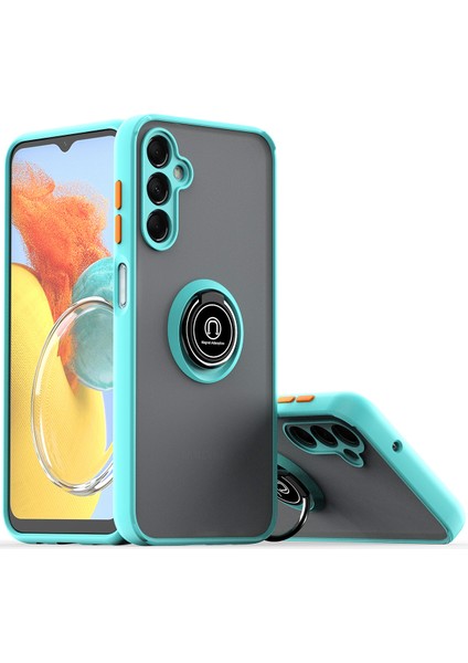 Samsung Galaxy M14 Için Yüzük Stand Mat Sert Silikon Telefon Kılıfı - Gök Mavisi (Yurt Dışından)