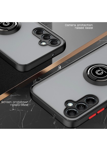 Samsung Galaxy M14 Için Yüzük Stand Mat Sert Silikon Telefon Kılıfı - Gök Mavisi (Yurt Dışından)