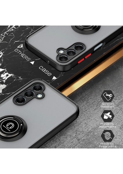 Samsung Galaxy M14 Için Yüzük Stand Mat Sert Silikon Telefon Kılıfı - Gök Mavisi (Yurt Dışından)