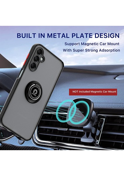 Samsung Galaxy M14 Için Yüzük Stand Mat Sert Silikon Telefon Kılıfı - Gök Mavisi (Yurt Dışından)
