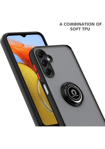 Samsung Galaxy M14 Için Yüzük Stand Mat Sert Silikon Telefon Kılıfı - Gök Mavisi (Yurt Dışından)