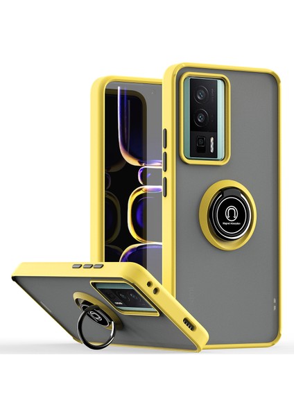 Xiaomi Poco F5 Pro /redmi K60/K60 Pro Için Yüzük Stand Mat Sert Silikon Telefon Kılıfı - Sarı (Yurt Dışından)