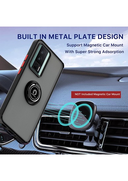 Xiaomi Poco F5 Pro /redmi K60/K60 Pro Için Yüzük Stand Mat Sert Silikon Telefon Kılıfı - Siyah - Kırmızı (Yurt Dışından) fırsatları