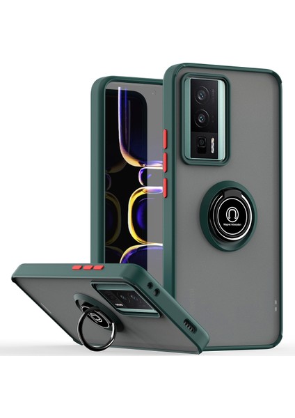 Xiaomi Poco F5 Pro /redmi K60/K60 Pro Için Yüzük Stand Mat Sert Silikon Telefon Kılıfı - Dark Yeşil (Yurt Dışından)