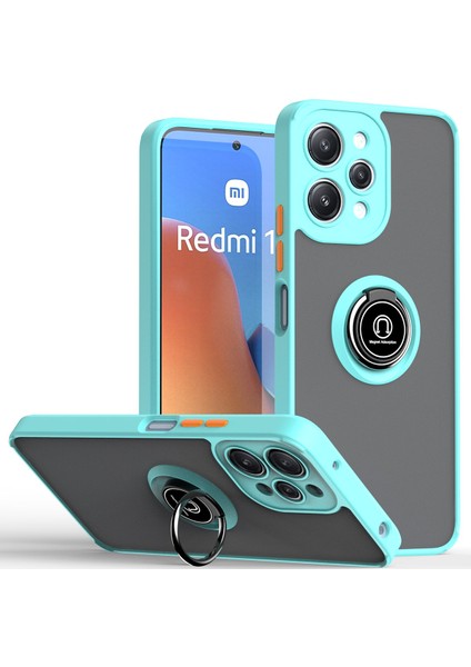 Xiaomi Redmi 12 Için Yüzük Stand Mat Sert Silikon Telefon Kılıfı - Gök Mavisi (Yurt Dışından)