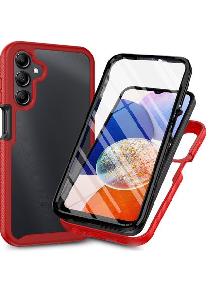 Samsung Galaxy A05S Için Yerleşik Ekran 360 Tam Koruma Telefon Kılıfı - Kırmızı (Yurt Dışından)