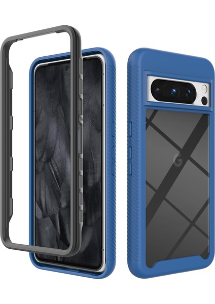 Google Pixel 8 Pro Için Hibrit Bumper Tam Koruma Telefon Kılıfı - Lacivert (Yurt Dışından)