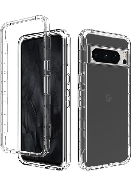 Google Pixel 8 Pro Için Hibrit Bumper Tam Koruma Telefon Kılıfı - Clear (Yurt Dışından)