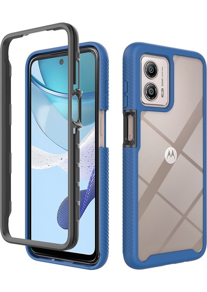 Motorola Moto G53 Için Hibrit Bumper Tam Koruma Telefon Kılıfı - Lacivert (Yurt Dışından)