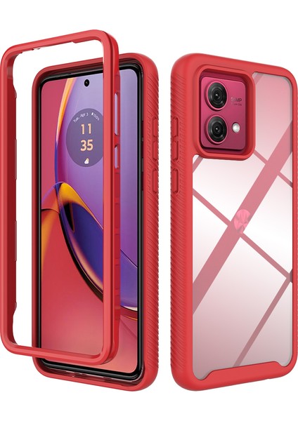 Motorola Moto G84 Için Hibrit Bumper Tam Koruma Telefon Kılıfı - Kırmızı (Yurt Dışından)
